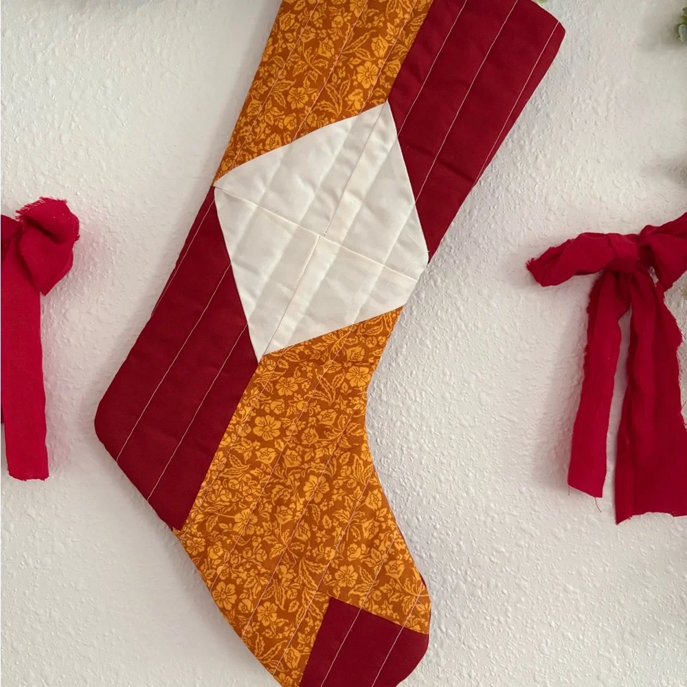 Festive Red and Orange Holiday Stocking
